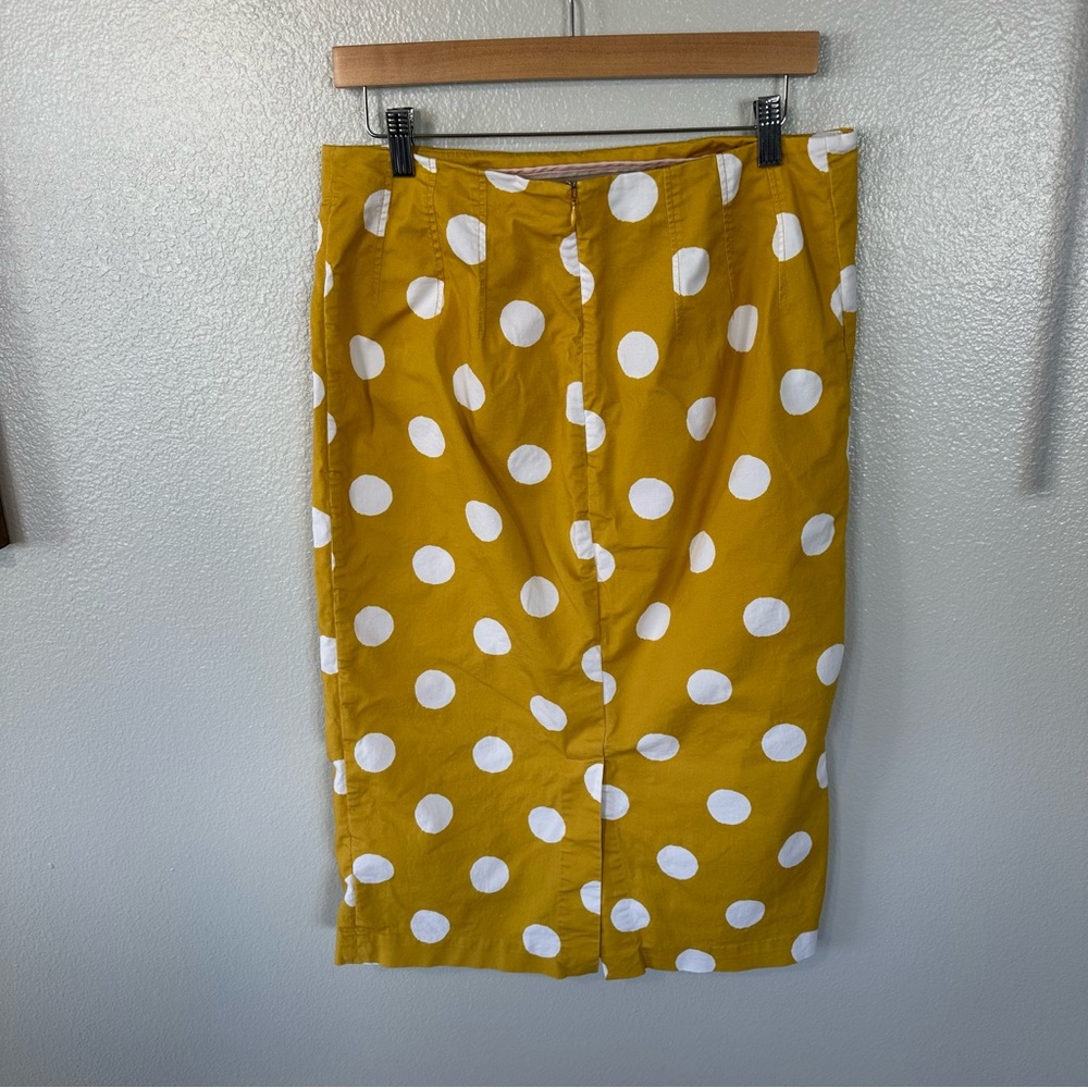 BODEN Polka Dot Chatterley White and Yellow Pencil Skirt, Size 10 - Picture 4 of 11